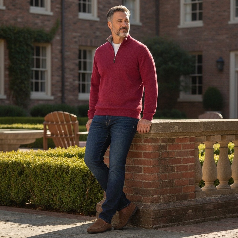 Tasso Elba Mens 2XL Burgundy 1/4 Zip Heavy Pullover Sweater Versatile Textured - Picture 8 of 8